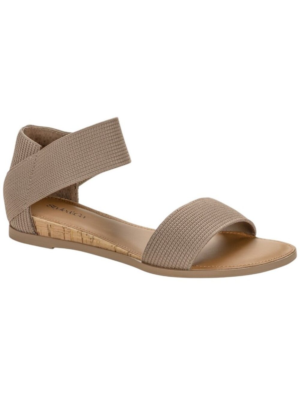 NWT Style & Co Elasticized Round Toe Flat Sandals Mountain Trail Brown 8.5M